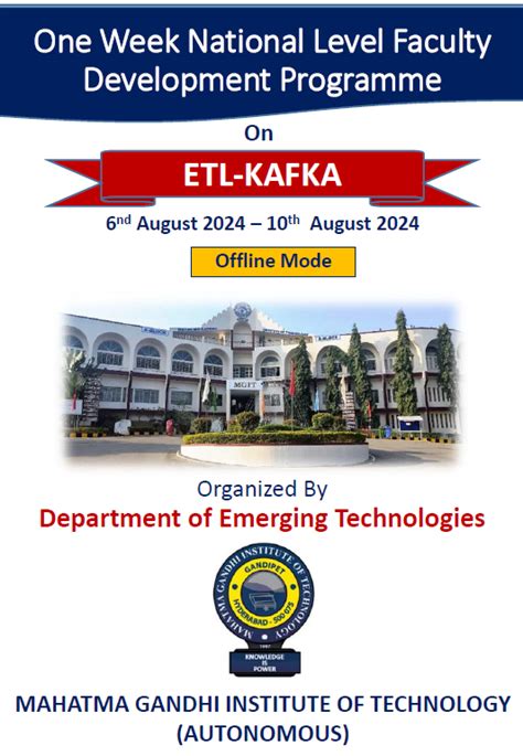 One Week National Level Faculty Development Programme On “etl Kafka” Mgit