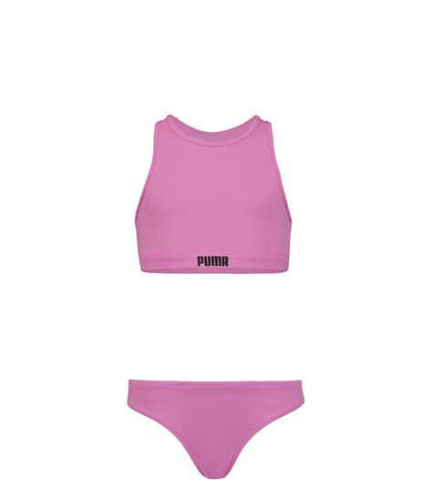 Puma Bikini Swim Girls Racerback Bikini Set P Pink Icing The