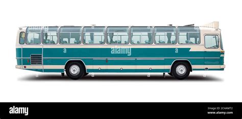 Classic Bus Side View Isolated On White Stock Photo Alamy