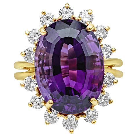 Oval Amethyst Diamond Cocktail Ring At 1stDibs