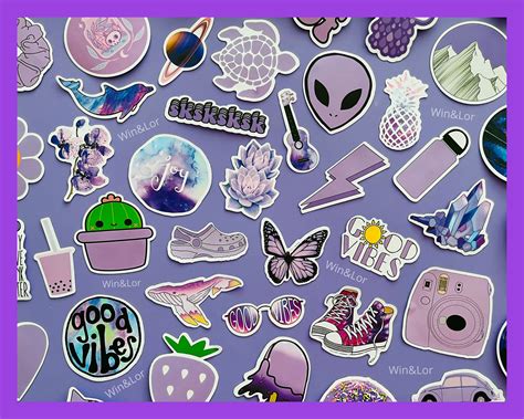 Purple Stickers Cute Stickers Waterproof Vinyl Stickers - Etsy