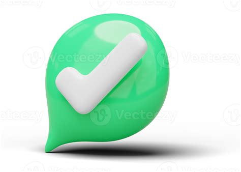 3d Check Mark Bubble Icon Glossy Speech Balloon With White Tick