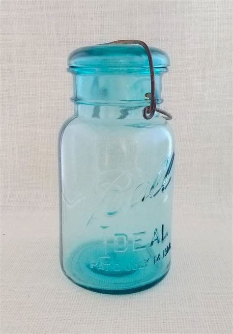 Vintage Ball Ideal Mason Jar Aqua Blue Glass Ball Ideal Jar With Glass