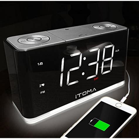 Itoma Alarm Clock With Fm Radio Dual Alarm Night Light Auto Dimmer Control Sleep Timer Auto