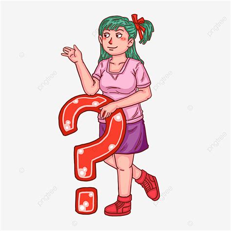 Question Mark Character Cartoon Long Haired Girl Question Mark