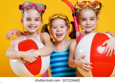 Funny Funny Happy Children Bathing Suits Stock Photo 1101954443 ...