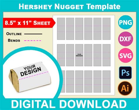 Hershey Nugget Template Nugget Mini Chocolate Wrapper Template Canva