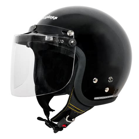 Jual Cargloss CFM Retro Visor Flat Clear Helm Half Face Deep Black