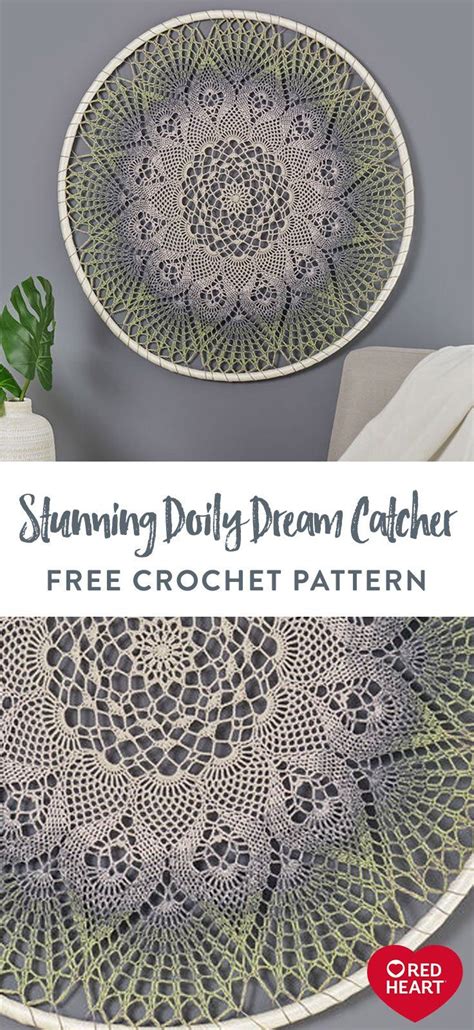 Free Experienced Red Heart Stunning Doily Dream Catcher Crochet Pattern