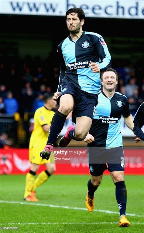 Joe Jacobson Of Wycombe Wanderers Celebrates Scoring From The Penalty