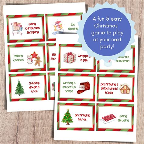 Christmas Charades, Christmas Party Game, Family Holiday Game, Friendsmas Games, Kids Christmas ...