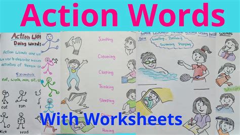 Action Wordsdoing Wordsverbaction Words Worksheetsenglish Grammar Youtube