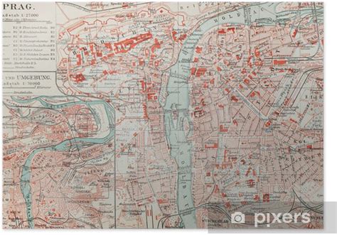 Poster Old Map Of Prague Pixershk