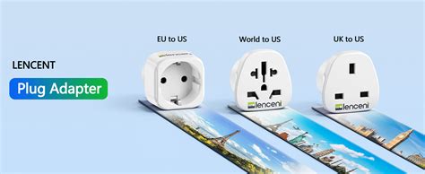 Lencent World To Us Travel Plug Adapter 2 Pack Visitor From Usaeuropechinaaustraliauk To 3