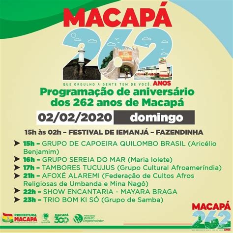 Confira a programação completa do aniversário de Macapá Amapá Online