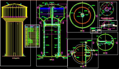 Reservorio Elevado 1300 M3 En DWG 260 89 KB Librería CAD