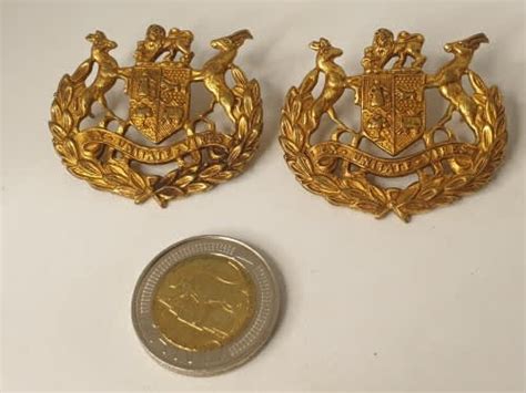 South African Army A Pair Of South Africa Ex Unitate Vires Military Saa Army Brass Badges