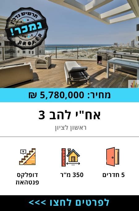 דירה למכירה בבלעדיות בראשון לציון רחוב אחי להב 3 תרשיש נדלן ברוקר חולון