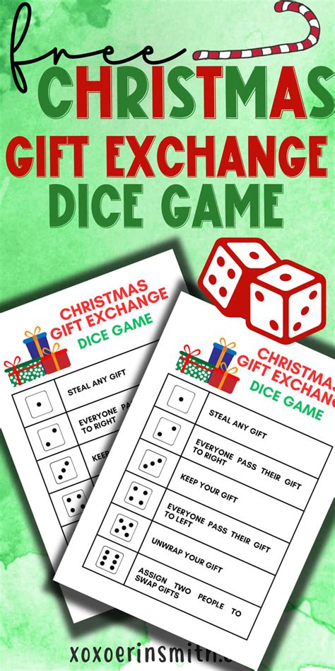 FREE Christmas Gift Exchange Dice Game Printable White Elephant