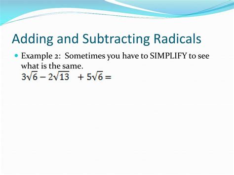 Ppt Adding And Subtracting Radicals Powerpoint Presentation Free