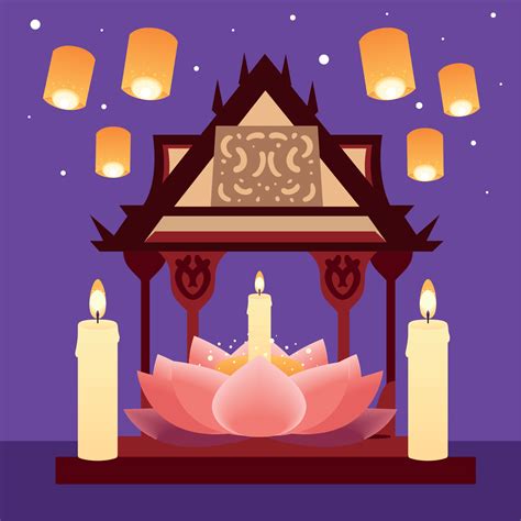 Loy Krathong Thailand Festive 11126842 Vector Art At Vecteezy