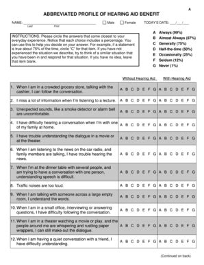 Fillable Online Abbreviated Profile Of Hearing Aid Benefit Fax Email