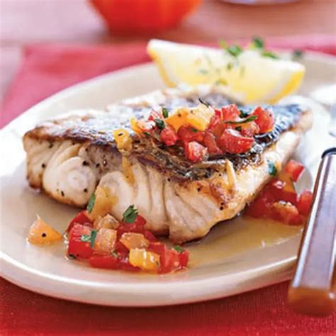 Pan Roasted Sea Bass With Citrus Heirloom Tomato Vinaigrette Recipe