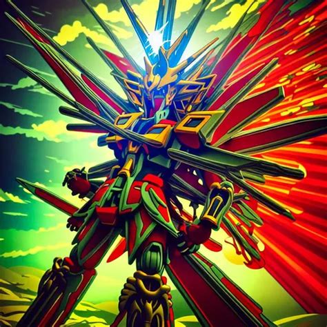 King Ultimate Gundam Red Sky Big Cross Symbol Crowne Openart