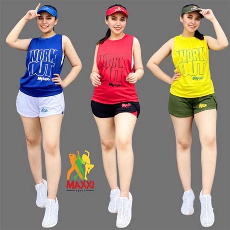 Jual Setelan Olahraga Hotpants Tanktop Workout Pendek 2 In 1 Set Baju