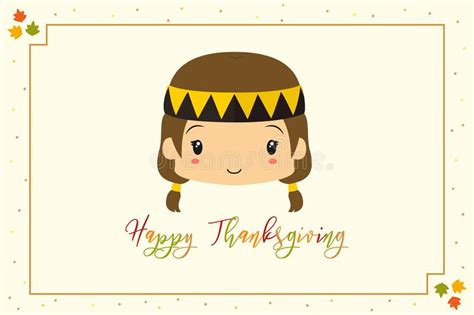 Native American Girl Carrying A Cornucopia Cartoon Vector Stock Vector