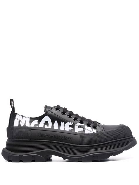 Alexander McQueen Logo Print Low Top Sneakers Editorialist