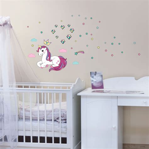 Stickers Enfant Licorne Reine Au Pays Des Diamants Stickers Chambre