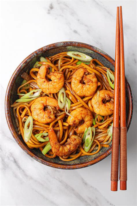 Real Chinese Takeaway King Prawn Chow Mein Fork And Twist