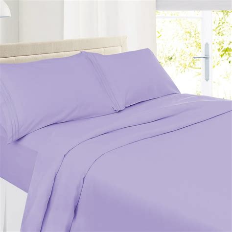 Clara Clark Premier 1800 Collection Deluxe Microfiber 3 Line Bed Sheet Set Queen Size Lavender