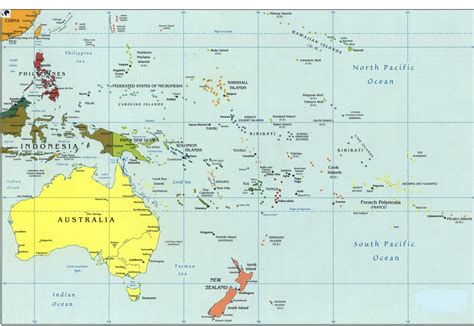 Printable Map of Oceania Political with Countries in PDF