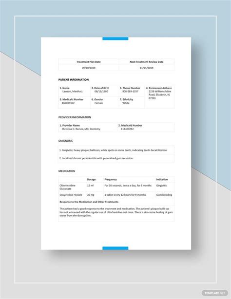 Treatment Plan Dental Template