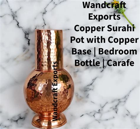 Wandcraft Exports Copper Surahi Pot With Copper Base Bedroom Bottle