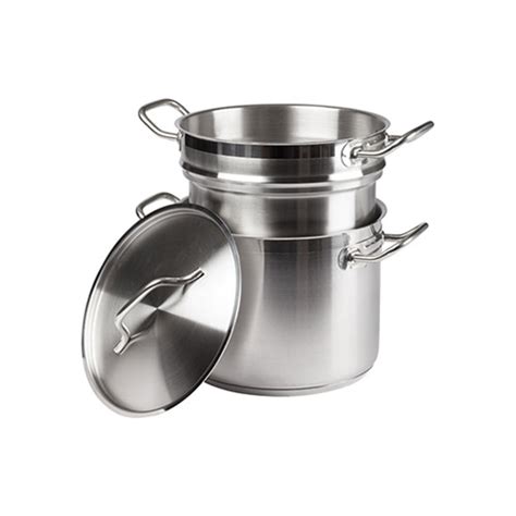 Winco Ssdb Qt Stainless Steel Double Boiler With Cover Vortex