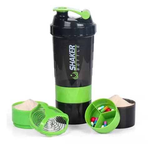 Vaso Proteina Botella Shaker Verde Para Batido Botella Gym 3 En 1