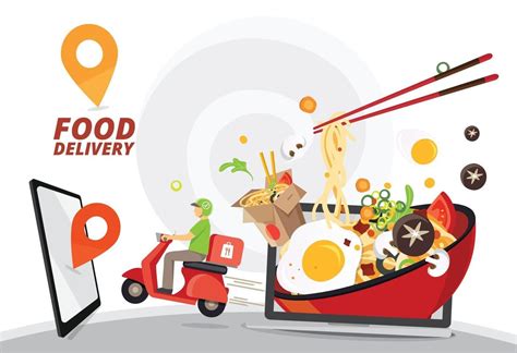 Food Delivery Service Design Vector Art At Vecteezy