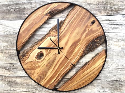 Wood Wall Clock Wooden Clock Natural Wood Clock Wooden Wall Etsy