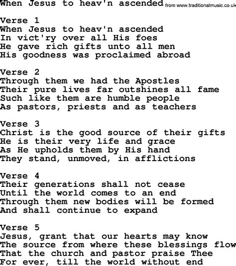 When Jesus To Heavn Ascended Apostolic And Pentecostal Hymns And Gospel Songs Lyrics And Pdf