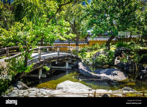 Bridge in temple japanese garden, Tokyo, Japan Stock Photo - Alamy