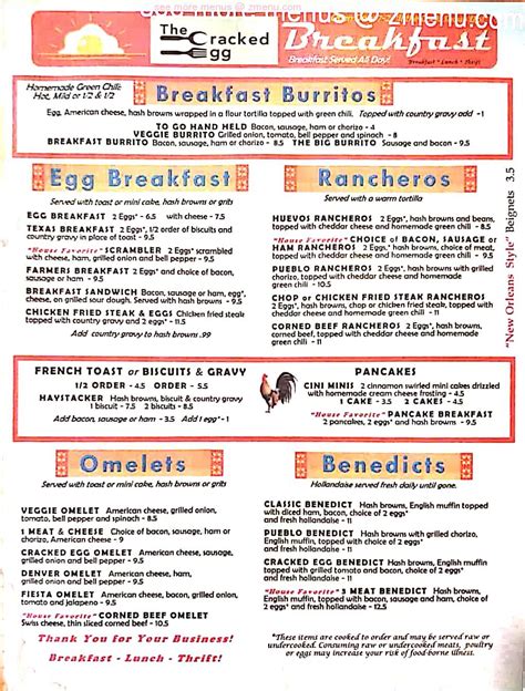 Online Menu of The Cracked Egg Restaurant, Platteville, Colorado, 80651 - Zmenu