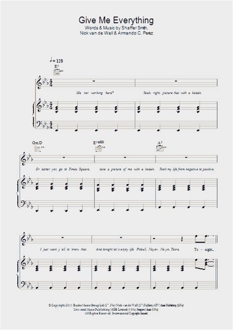 Give Me Everything Piano Sheet Music | OnlinePianist