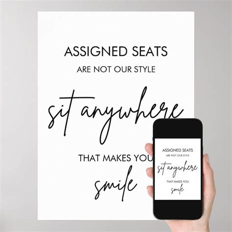 Printable Wedding Sign No Assigned Seats Wedding Signs Diy Wedding