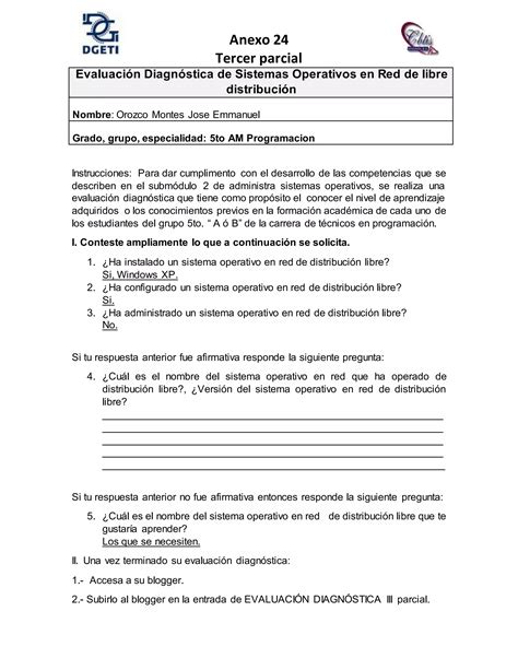 Anexo 24 test de evaluación diagnóstico de sistemas operativos en red