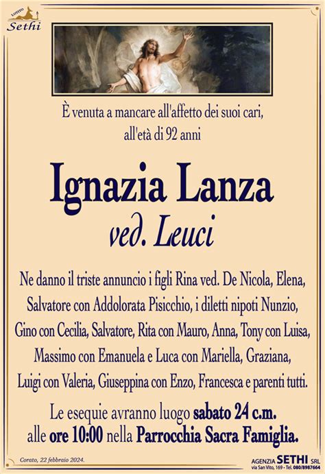 Ignazia Lanza Ved Leuci Corato Necrologi Web