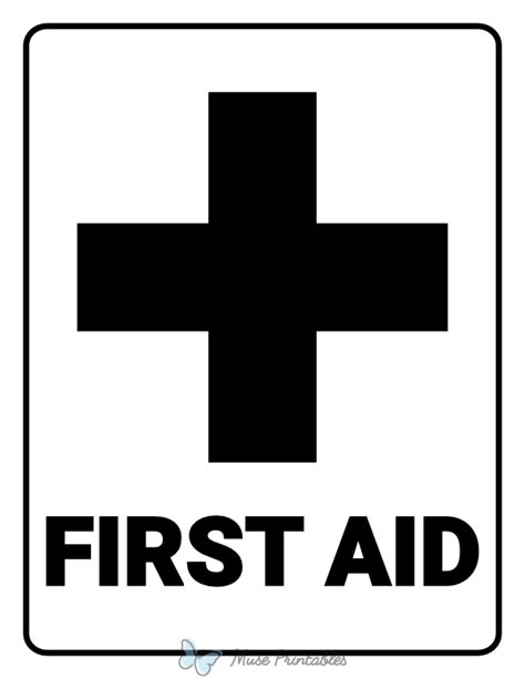 Printable Black and White First Aid Sign