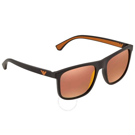 Emporio Armani Orange Mirrored Red Square Men S Sunglasses Ar4129 5752f6 56 8056597008778